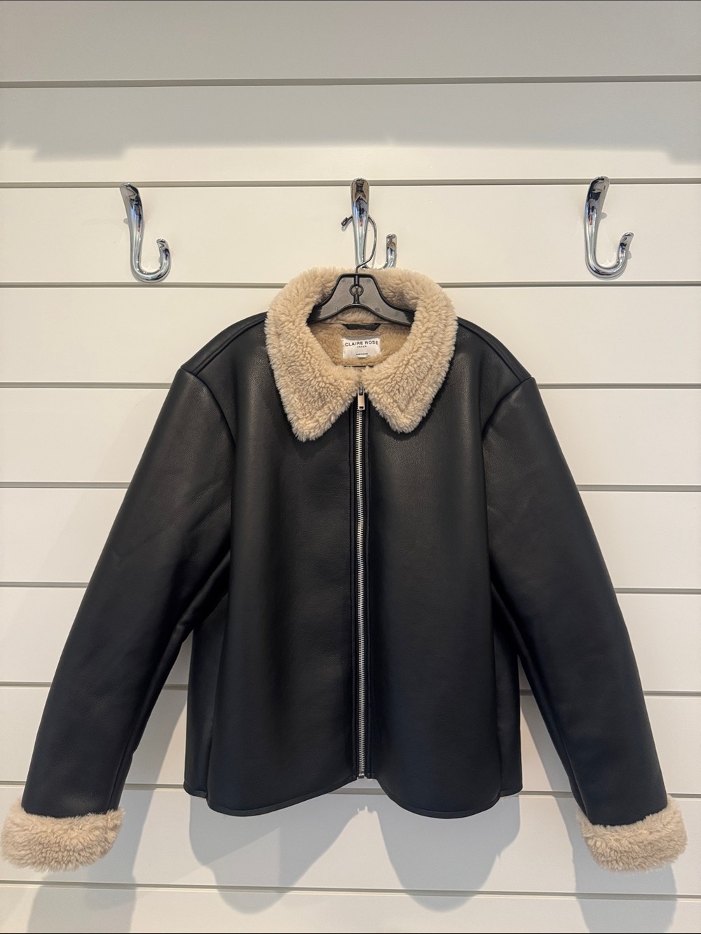 Classic Black Faux Shearling-Collar Jacket by Zara
